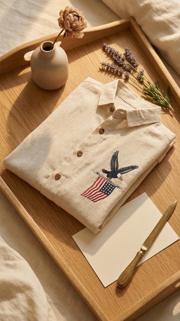 Falcon Premium Linen Fabric Embroidered Shirt for Men | Stylish Casual Linen Shirt